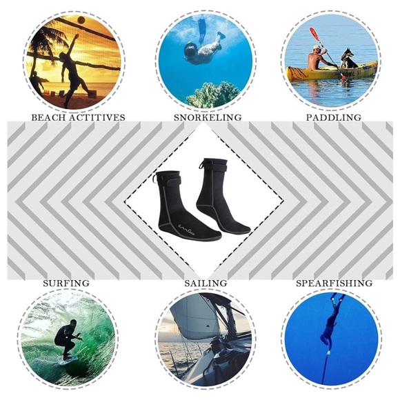 Water Socks Neoprene Beach Booties OMGear Low 3mm Anti-Slip Wetsuit Footwear NWT - Picture 5 of 9